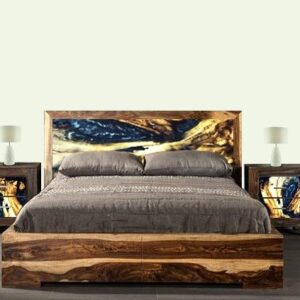 River Walnut Flow Epoxy Bedframe